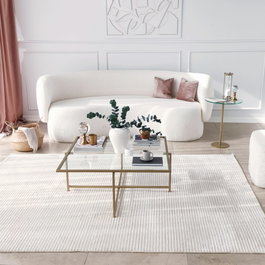 Hanah Home Sun S411 Mesa de centro dorada con cristal templado
